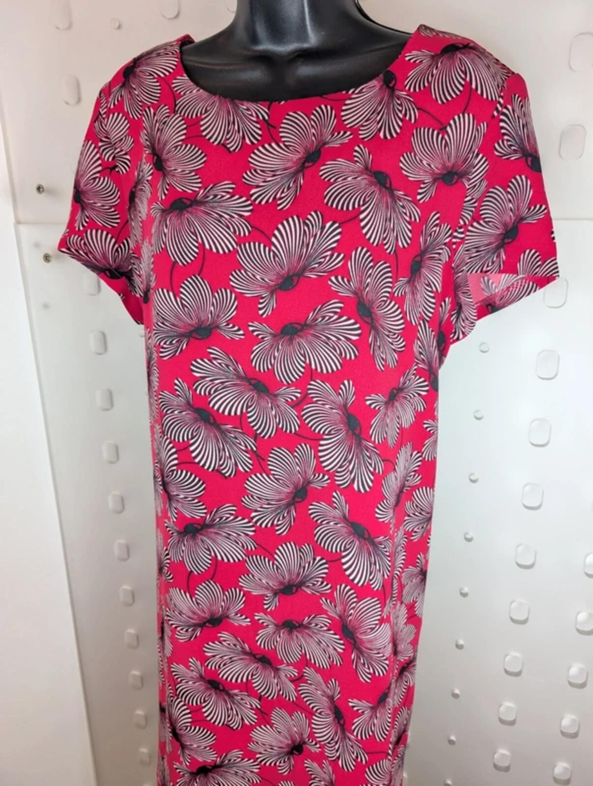 Marina Kaneva Poppy Print Shift Dress Pink UK16