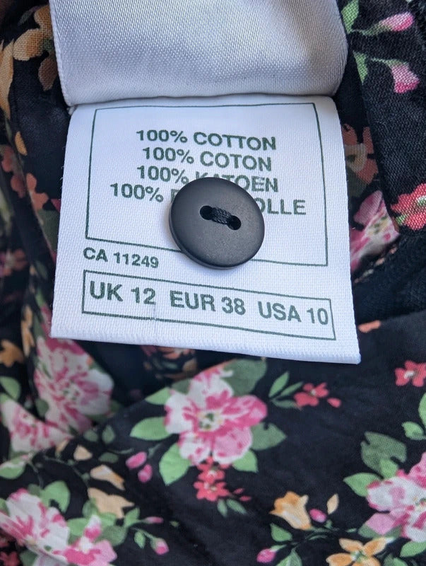 Vintage Laura Ashley Green Label Floral Cotton Dress UK12