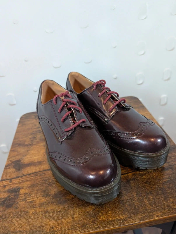 Claudia Ghizzani Oxblood Patent Chunky Platform Brogues EU36 UK3
