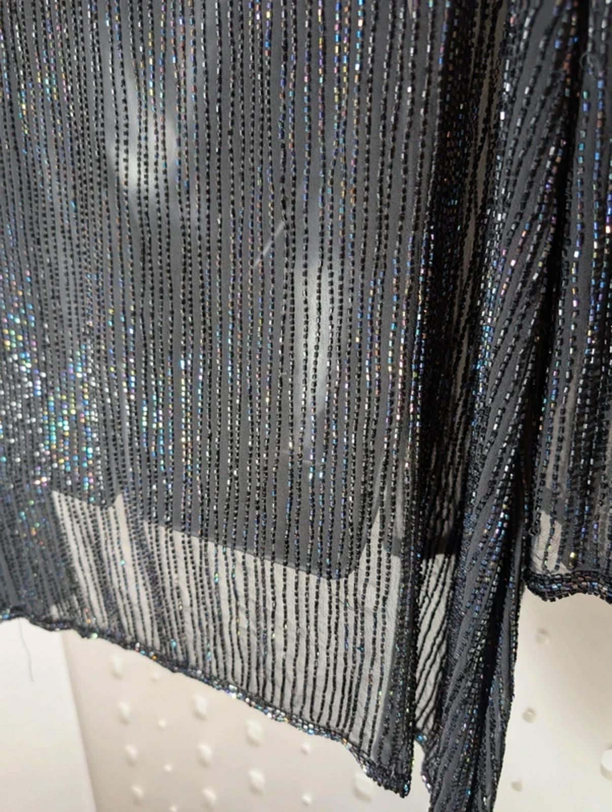 AS by Ronald Joyce Black Beaded Silk Cardigan Sheer Evening Layer M