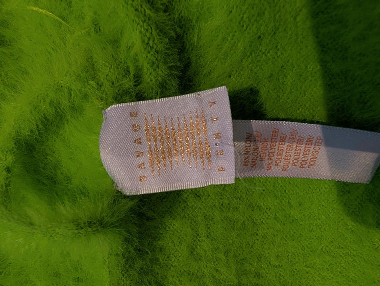 Savage X Fenty fuzzy dressing gown – neon green – XS/S