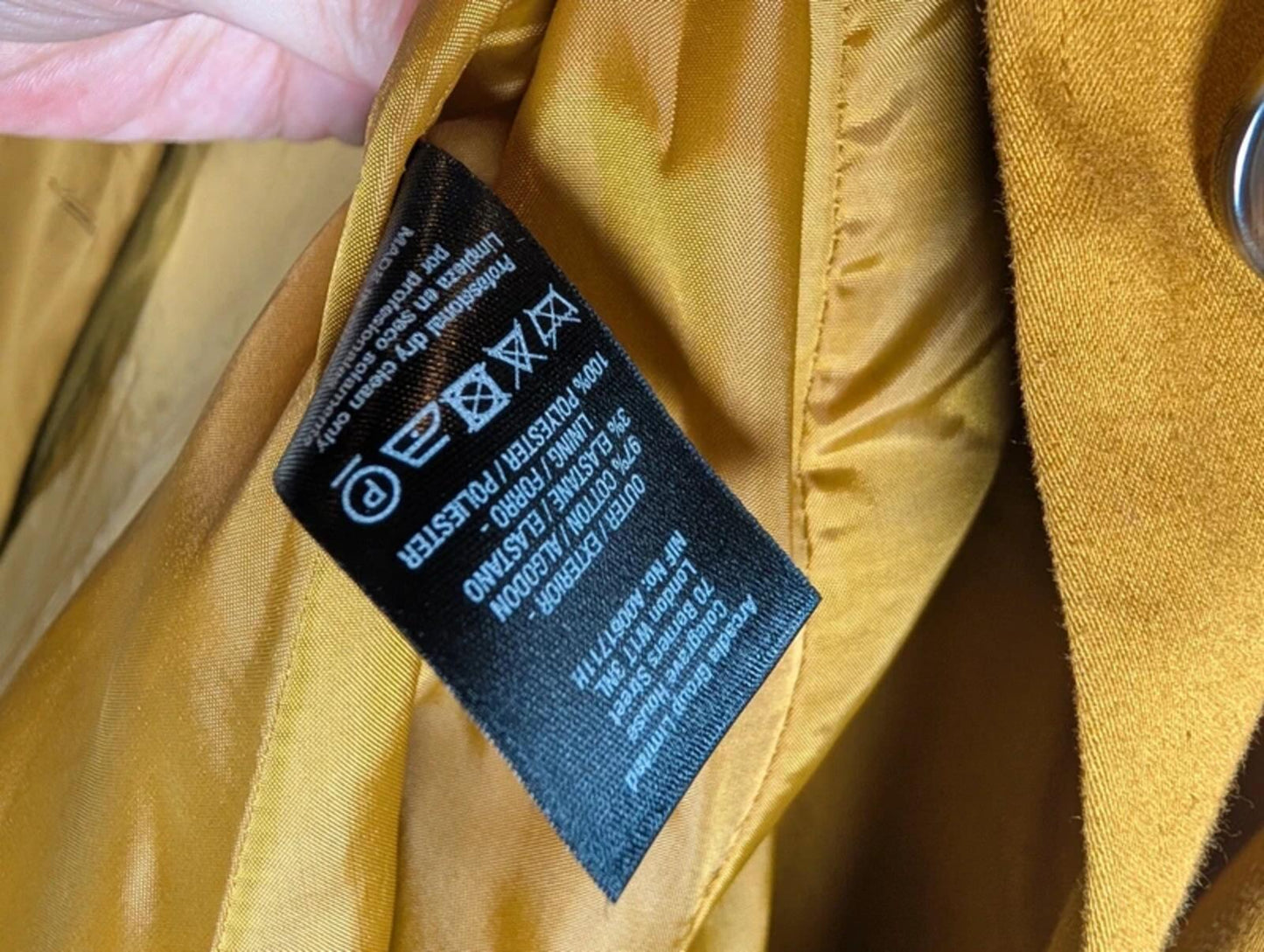 Miss Selfridge UK14 Mustard Fit & Flare Coat Ruffle Collar Academia