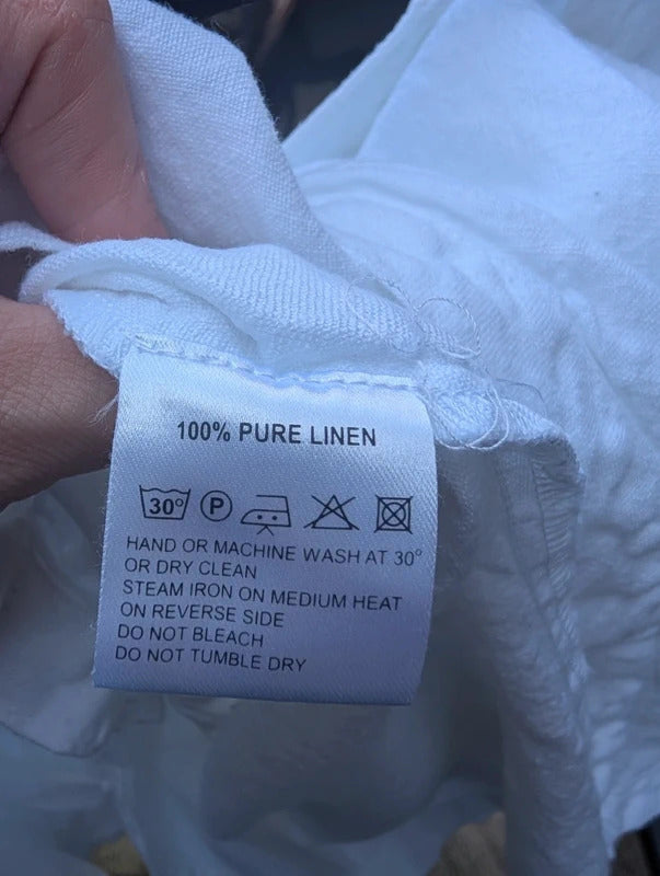 Pure Linen Asymmetric Dress White UK8
