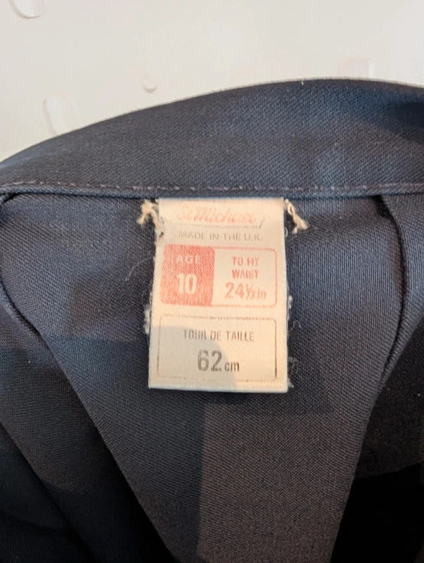 Vintage St Michael Navy Pleated Skirt 25" Waist Made in UK