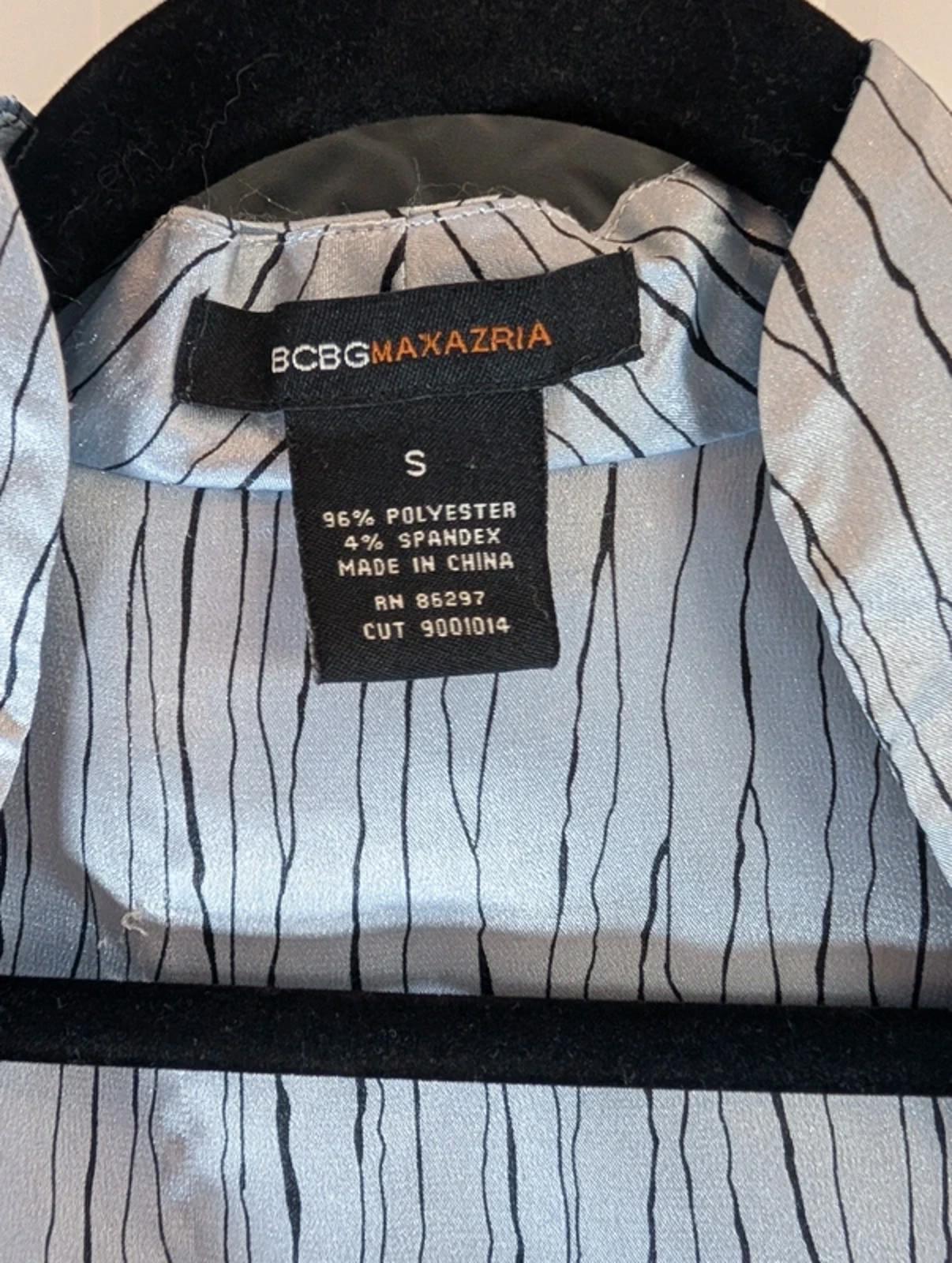 BCBG Max Azria Tie Waist Blouse Soft V Neck Button Front UK6