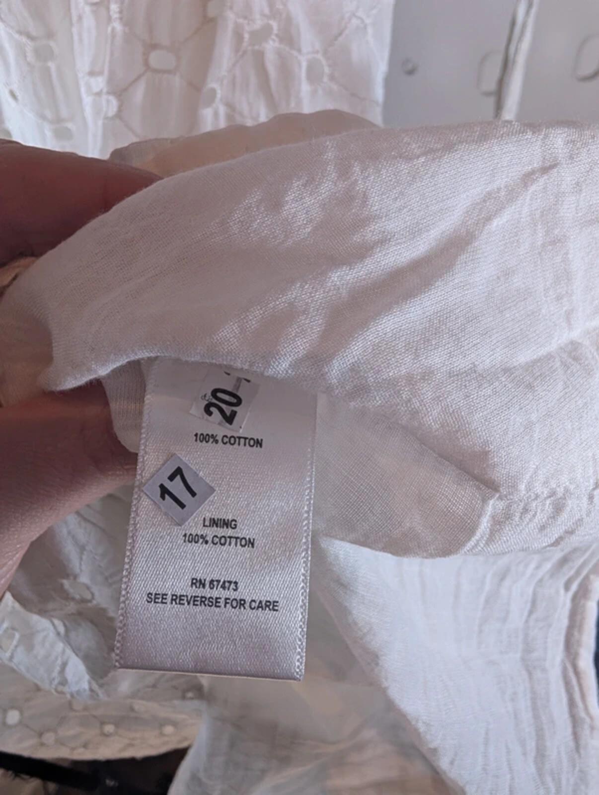 Taylor White Broderie Anglaise Dress Fit & Flare Cotton Size 4