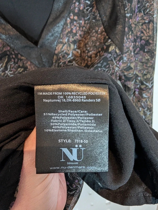 NU Denmark Dark Botanical Longline Top Size S