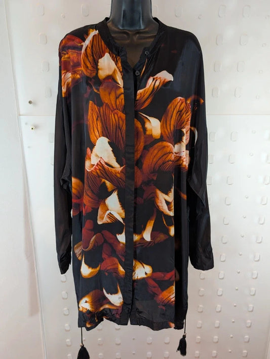Religion Mushroom Print Cupro Shirt Dress UK20 NWT