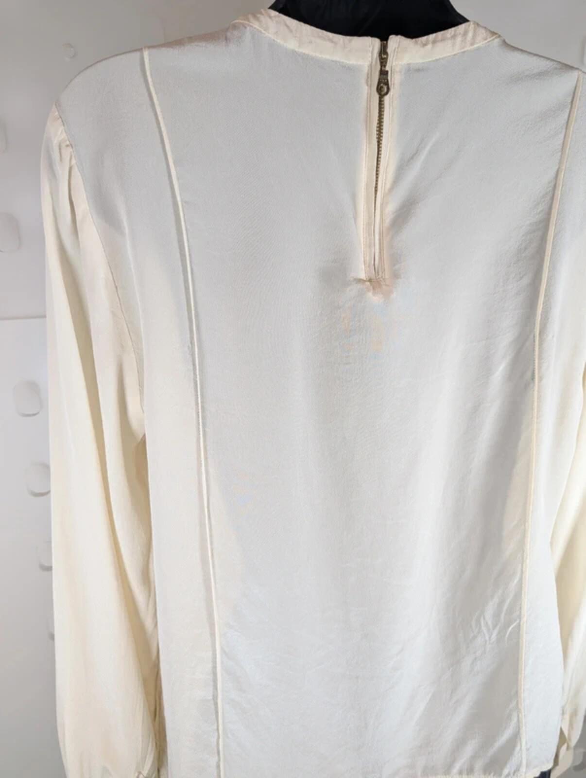Whistles 100% Silk Blouse Cream Bow Neck UK14