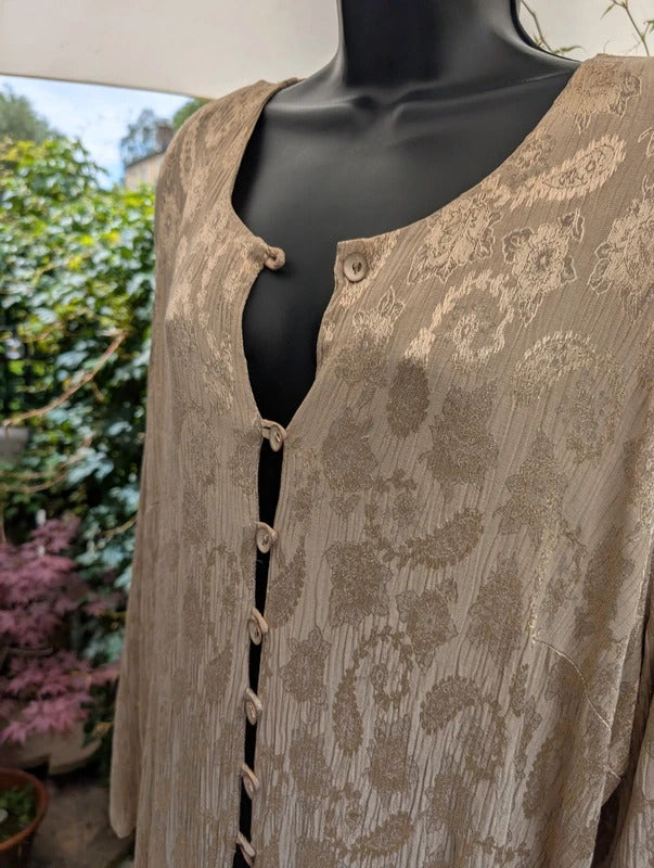 Profiles Plus Size Textured Floral Blouse Jacket Gold UK30