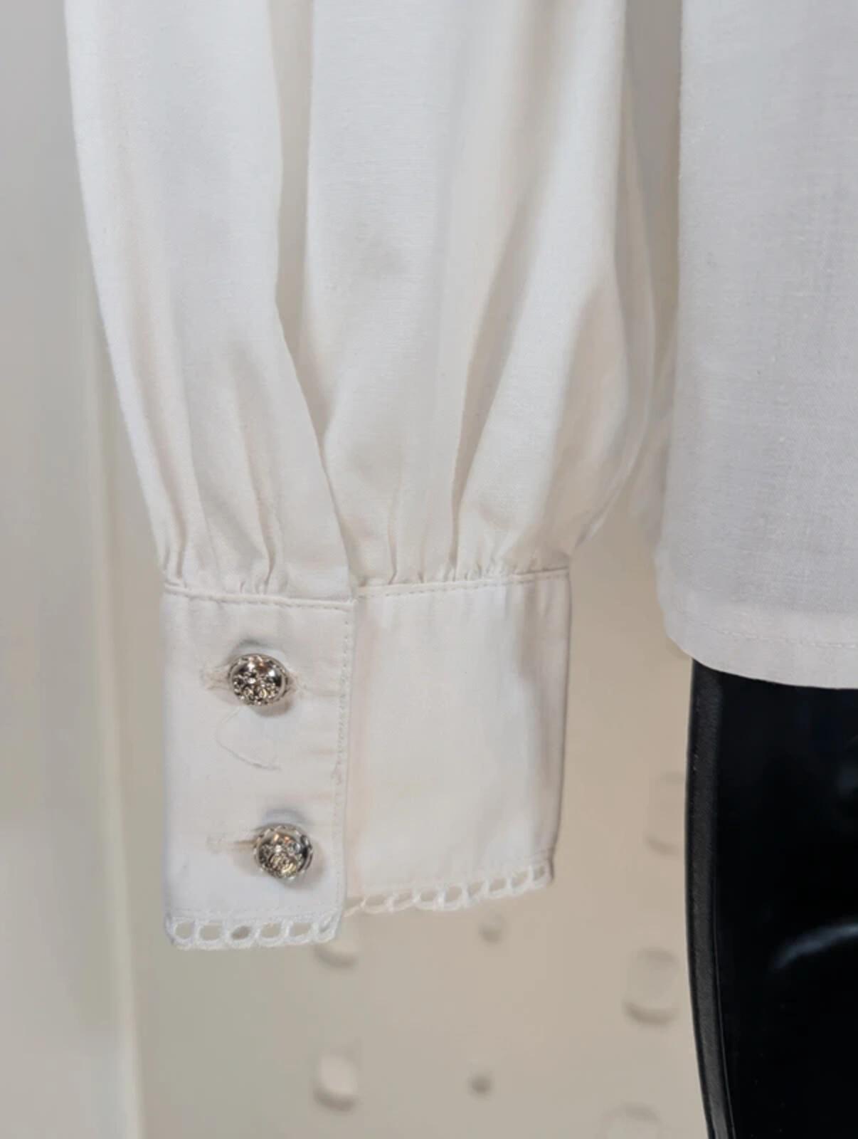 Grätz White Embroidered Blouse EU36 Alpine Romantic Lace Puff Sleeve European