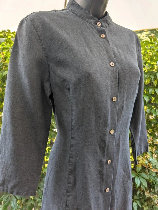 Boden 100% Linen Longline Shirt Jacket Black UK8