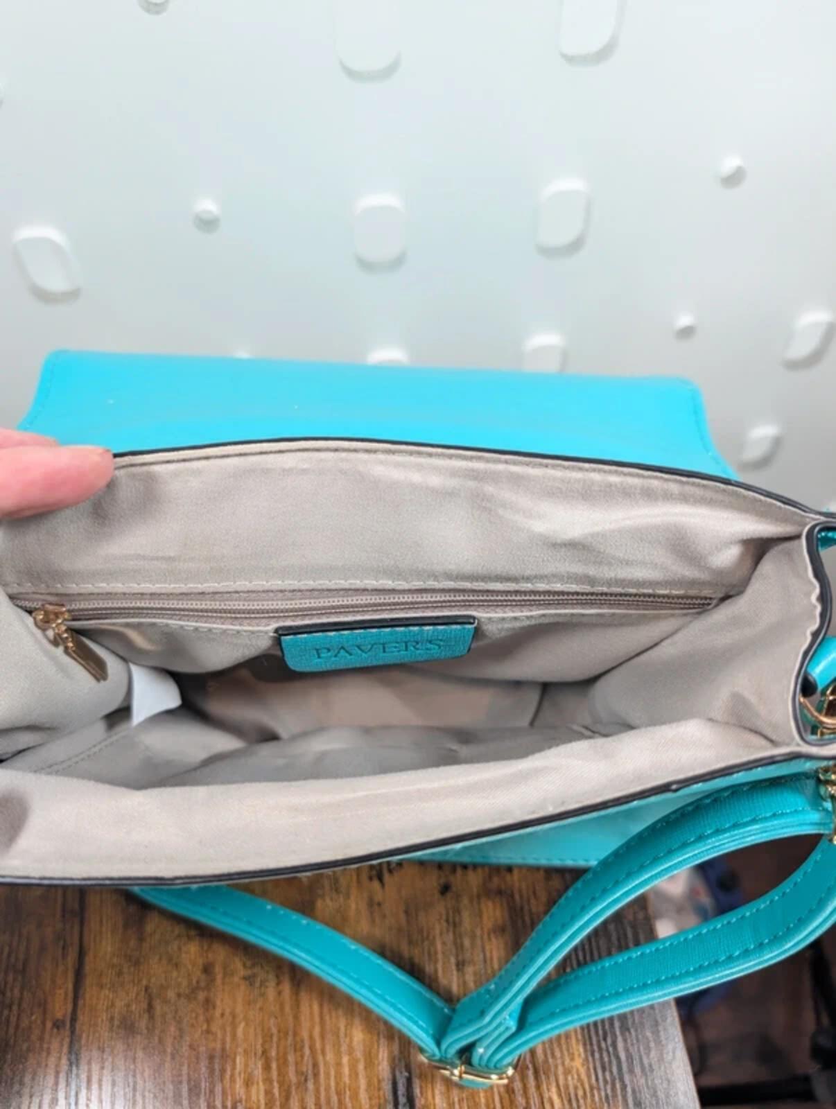 Pavers Teal Structured Box Handbag Unused With Dust Bag