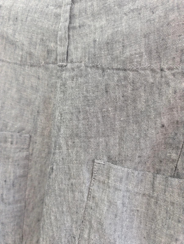Wrap Linen Wide Leg Shorts Charcoal Grey High Waist