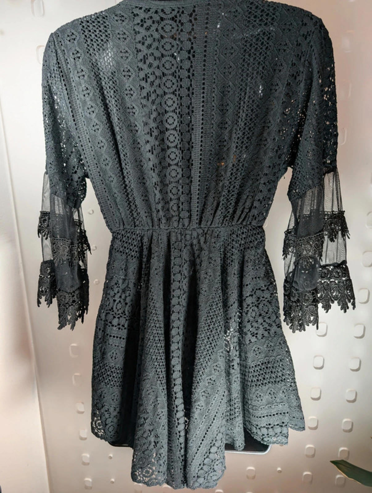 Black crochet mini dress – size Small