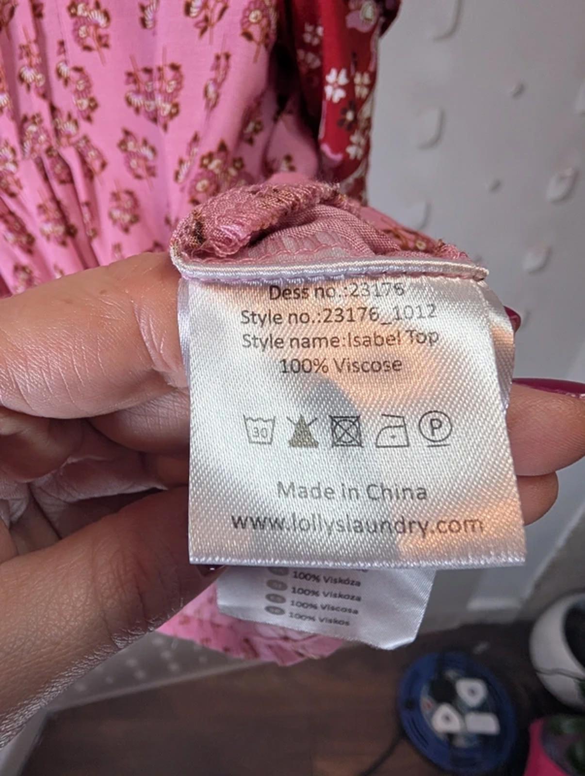Lollys Laundry Isabel Pink Blouse Size M NWT 100% Viscose Flutter Sleeve rrp£100