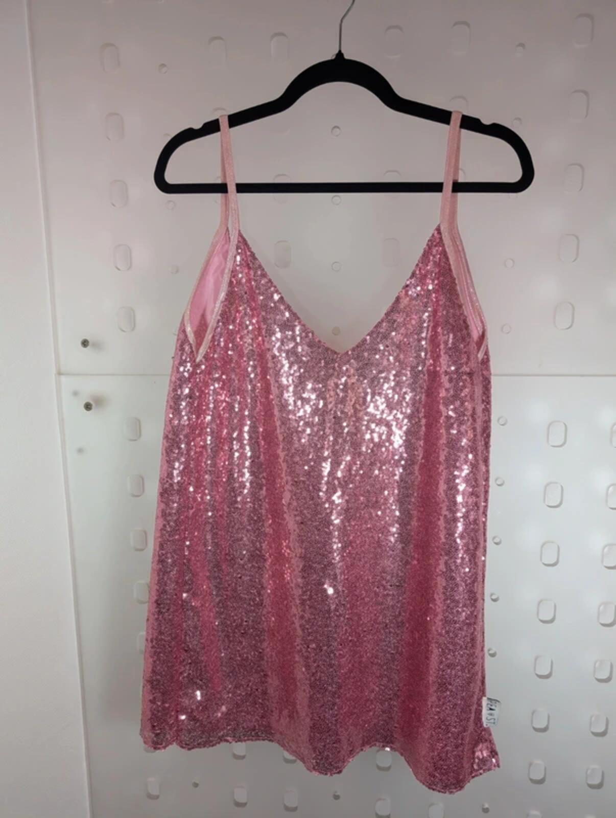 Pea Street Handmade Sequin Swing Dress Baby Pink Medium