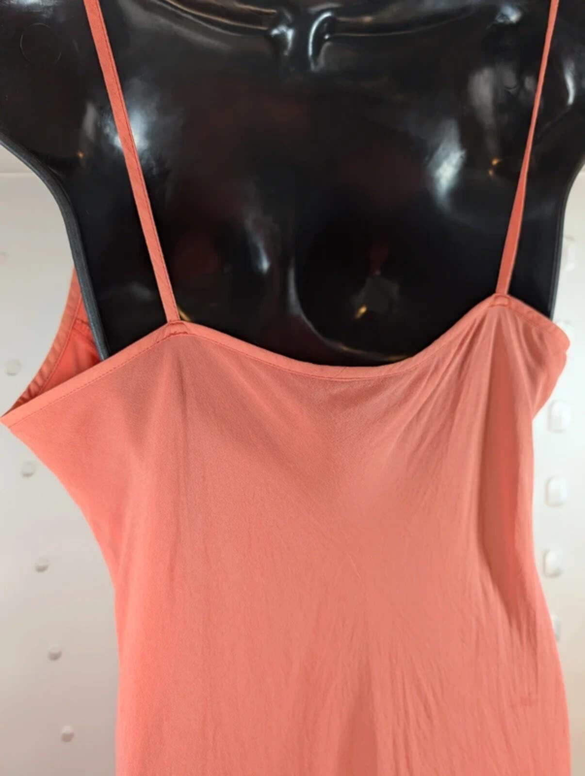 Coral Bias Cut Chiffon Mini Dress – Satin Detail Slip – 90s Style – UK8 / 10