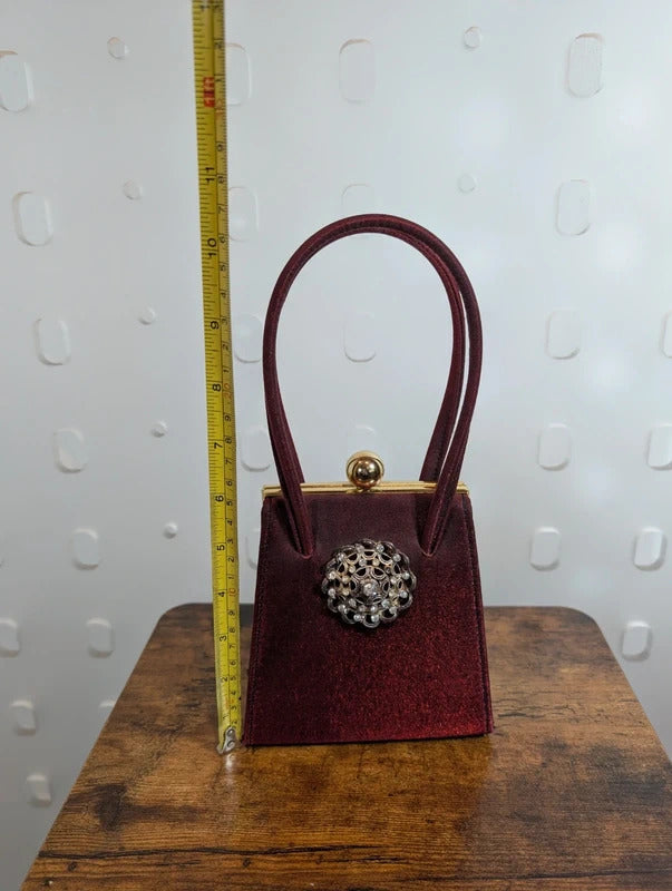 Vintage 1950s 60s Red Diamanté Mini Evening Bag