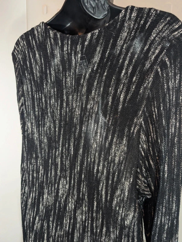 Sixteen47 Dawn French Black Grey Open Knit Dress Size 4