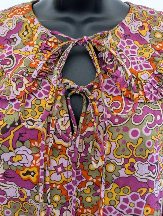 Suncoo Laury Floral Print Blouse 100% Cotton Medium