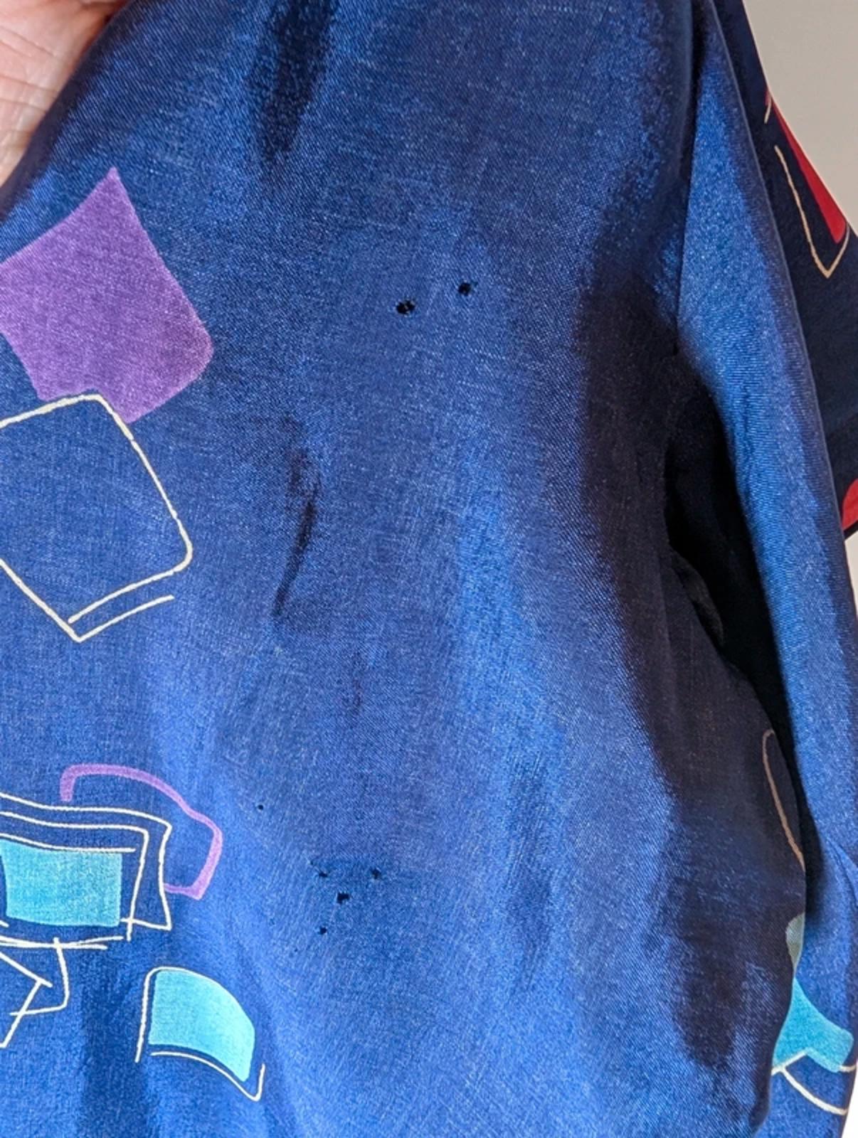 Vintage Navy Abstract Print Midi Dress Made in Greece