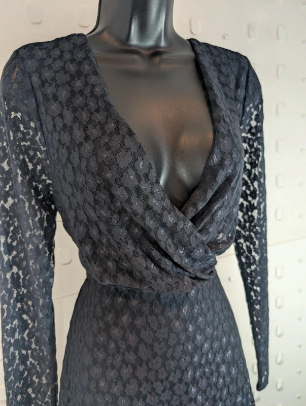 The White Company Navy Lace Fit & Flare Dress UK10