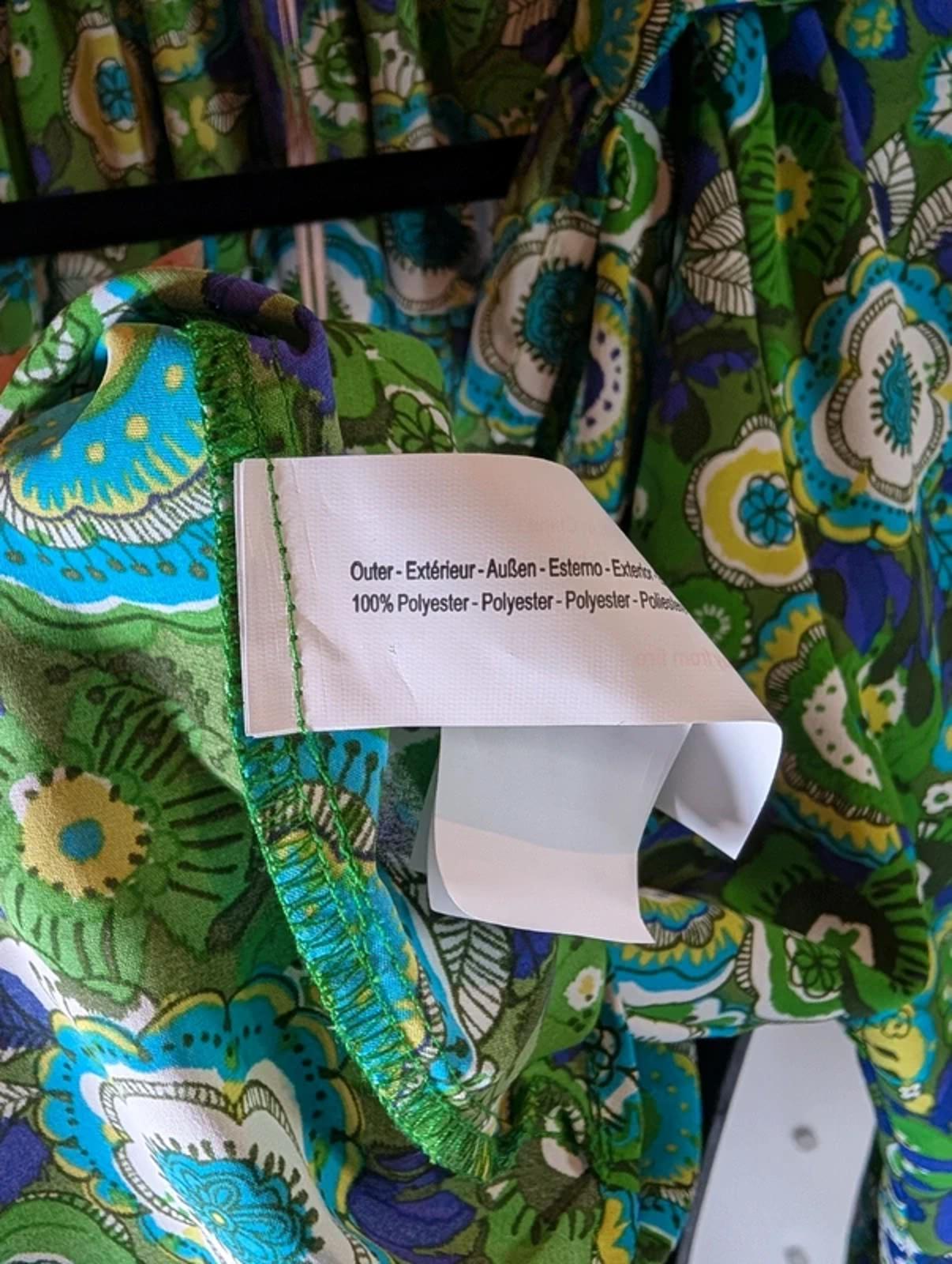 Traffic People 70s Print Blouse Size S Retro Green Floral NWT RRP £76