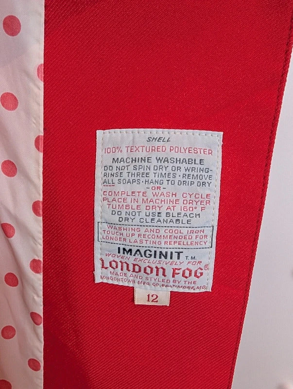 Vintage 1970s London Fog Bright Red Trench Mac Coat UK12