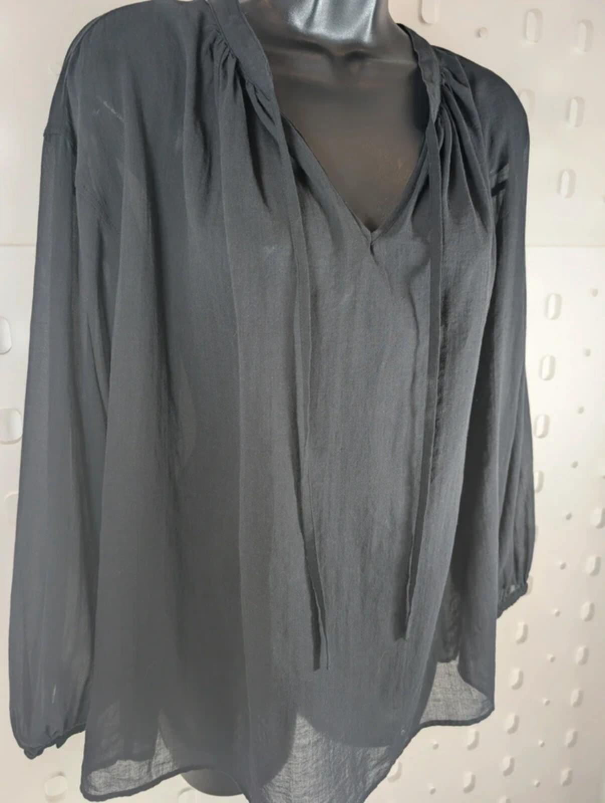 JW Anderson for Uniqlo Sheer Tie Neck Blouse Black Medium