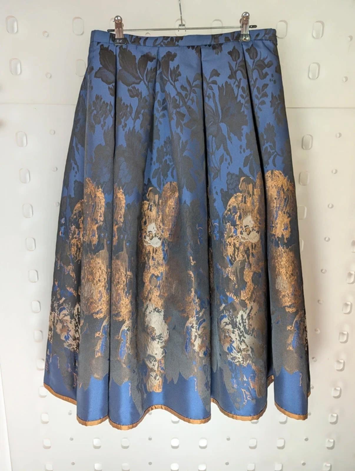 Guzella Midnight Blue Taffeta Gothic Midi Skirt UK10 Dramatic Occasion