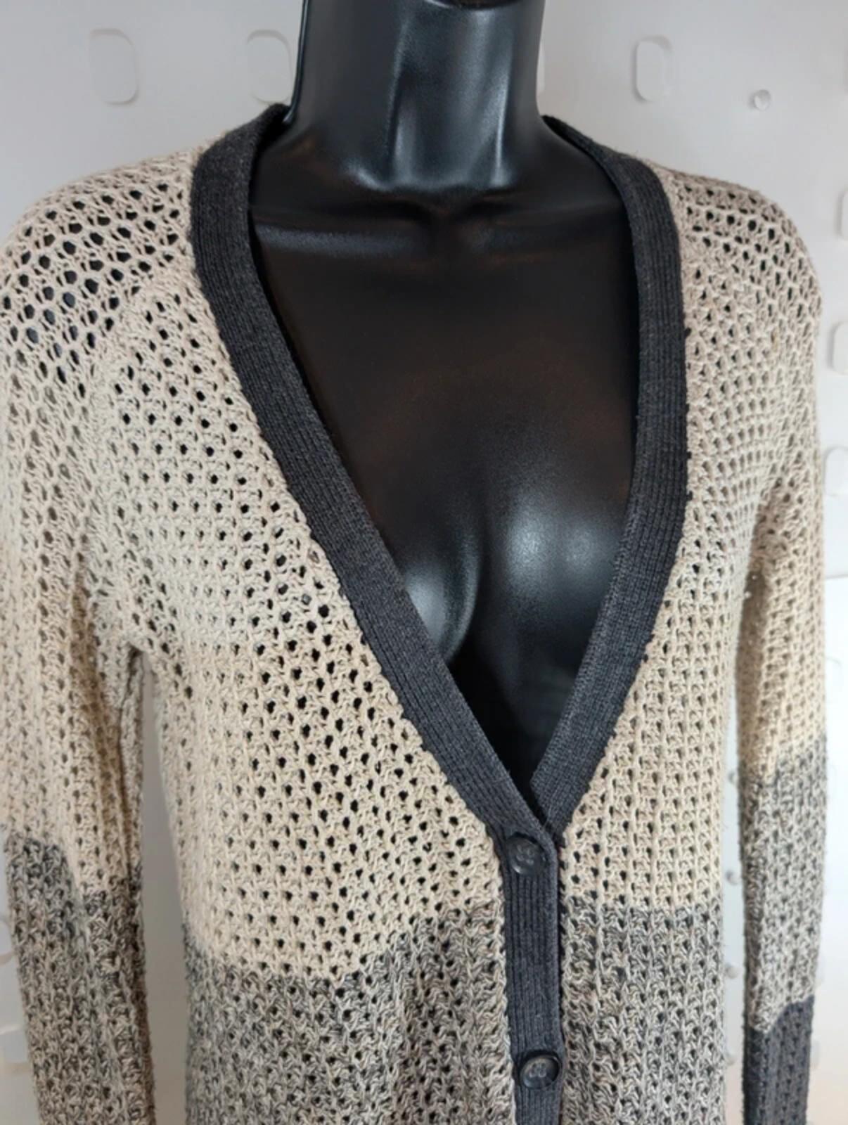 Fat Face Crochet Ombre Cardigan UK10 Cotton Blend Button Through Longline