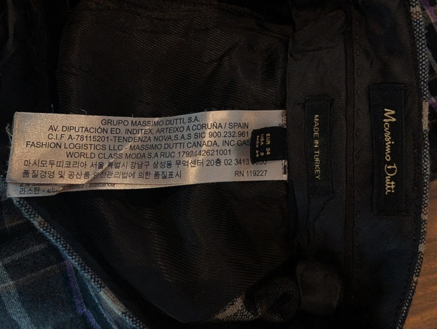 Massimo Dutti wool-blend plaid trousers XS