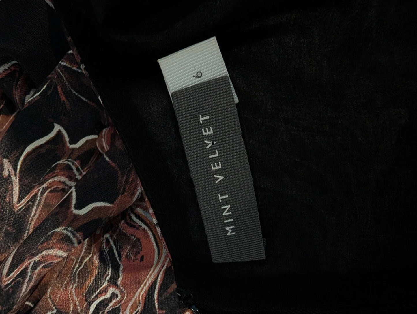 Mint Velvet Marble Print Cowl Dress | UK 6 | Autumnal Earth Tones