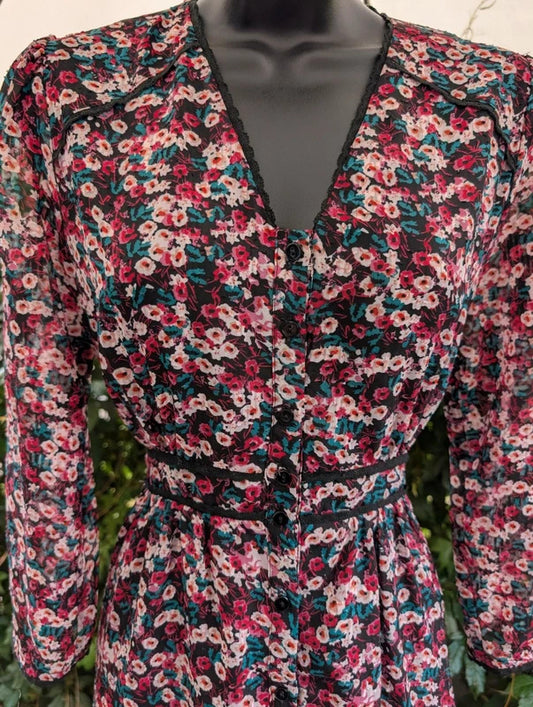 Suncoo Paris Clotilde Floral Midi Dress NWT UK10