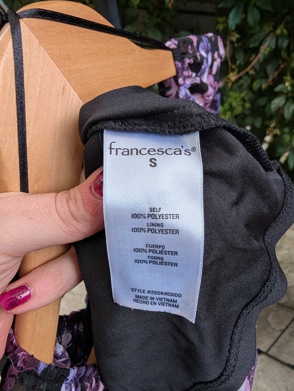 Mi Ami for Francesca's Floral Mini Dress Black Purple Small