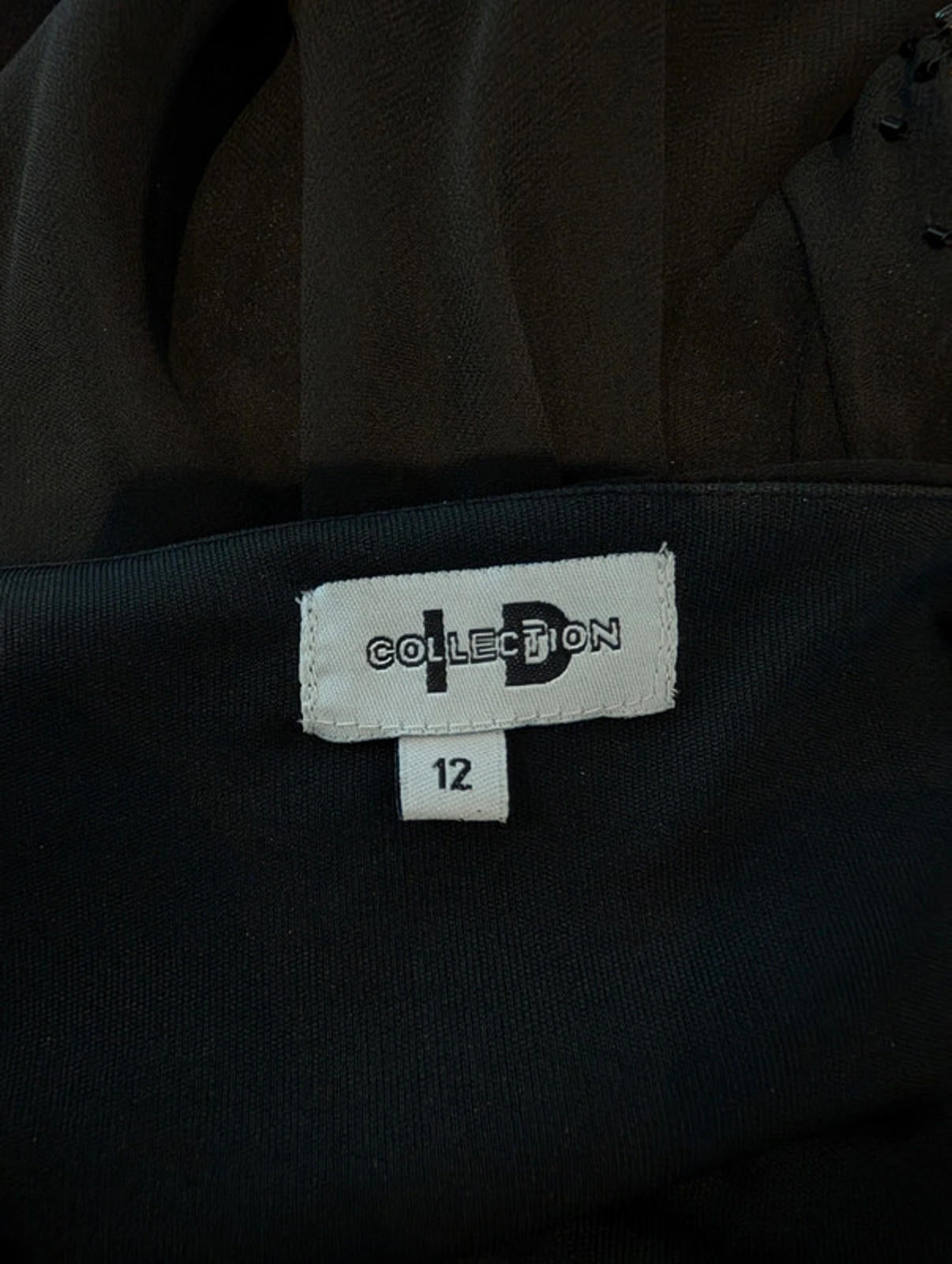 LD Collection Black Beaded Evening Dress – UK 12