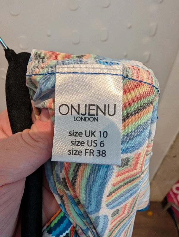 Onjenu 60s Print Stretch Micro Mini Dress Tunic UK10