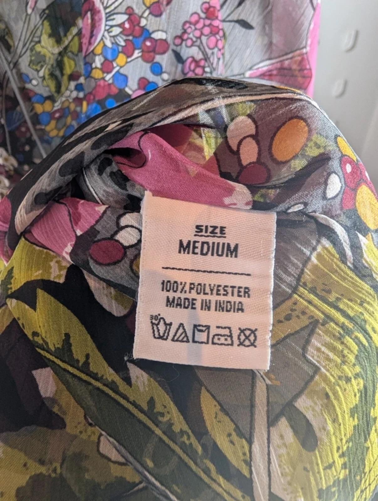 Simply Rhona Resort Wear Floral Kaftan Grey Multi Medium
