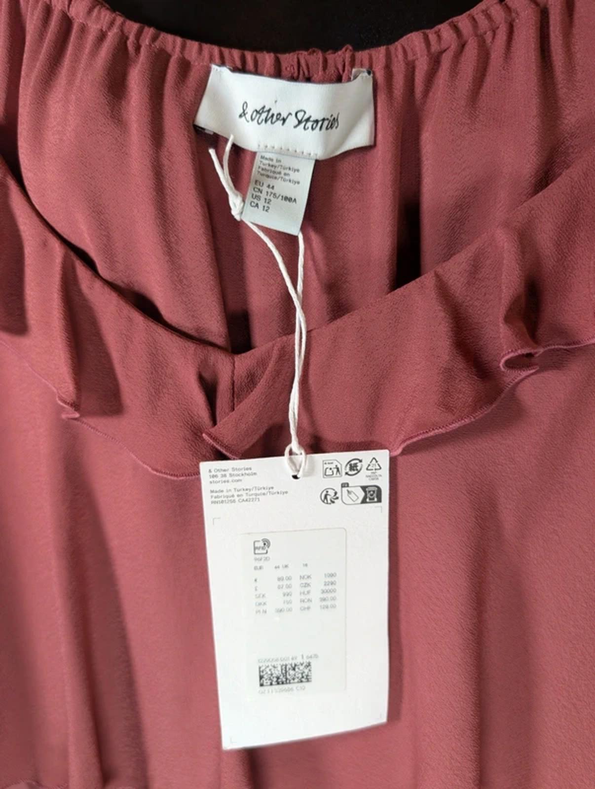 & Other Stories Dusky Pink Floaty Blouse UK 16 RRP87 Feminine Viscose