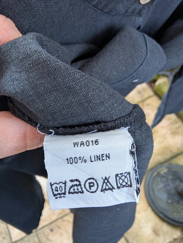 Boden 100% Linen Longline Shirt Jacket Black UK8