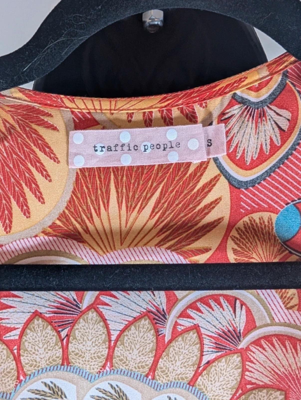 Traffic People Printed Jumpsuit Oriental Style Wide Leg Size S