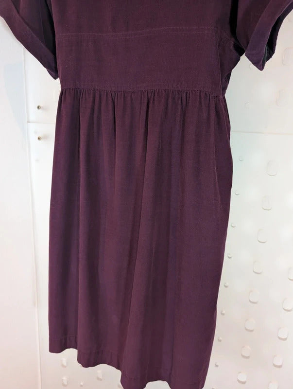 DKNY Aubergine Needle Cord Empire Dress Size 12