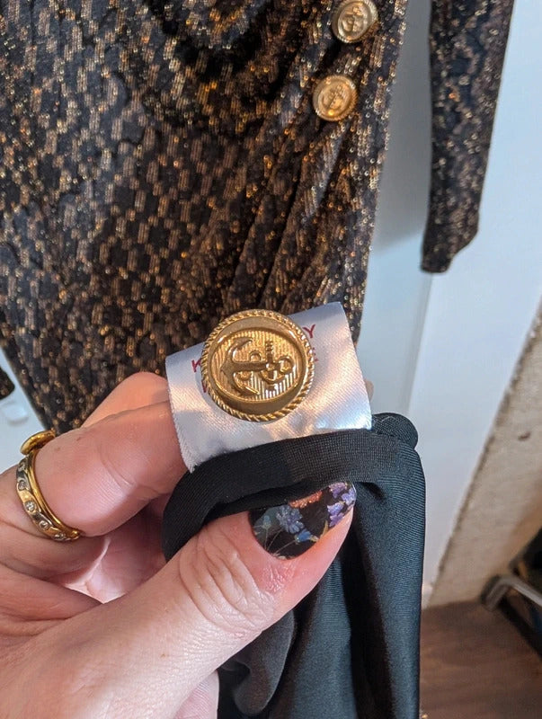 Vesper Bronze Black Art Deco Bodycon Dress UK10