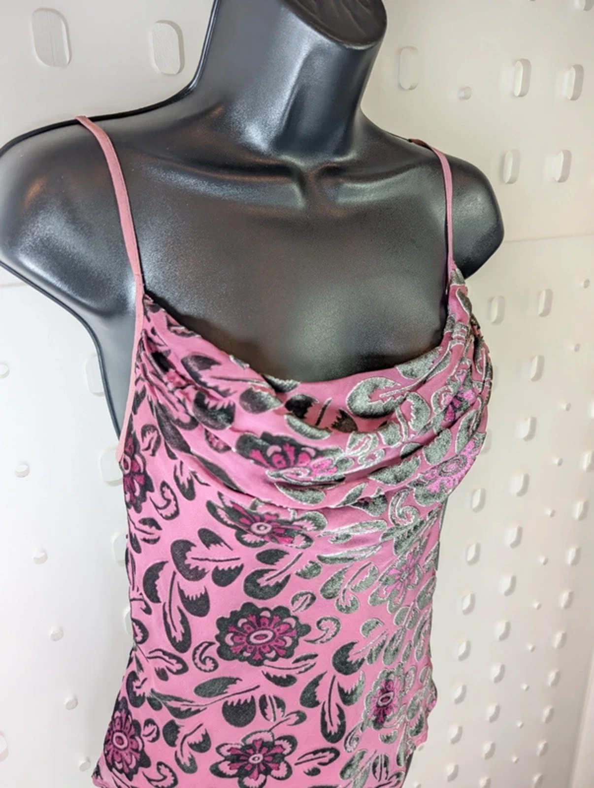 Vintage Laura Ashley Velvet Burnout Cowl Cami – UK 16 – Bias Cut