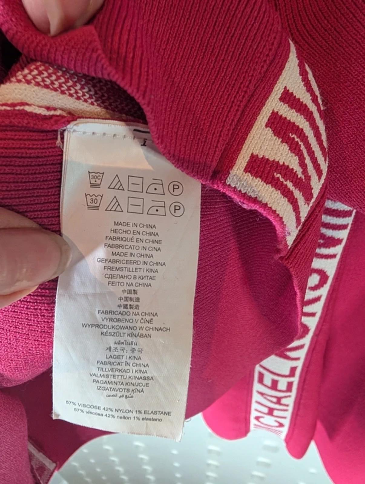 Michael Kors Pink Logo Tape Knitted Co-Ord Set XS Flared Skirt Viscose