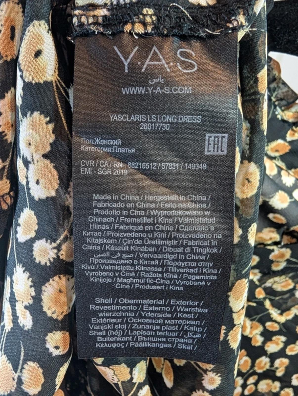 Y.A.S Yasclaris Sheer Daisy Print Maxi Dress Black Boho Floral Long Sleeve