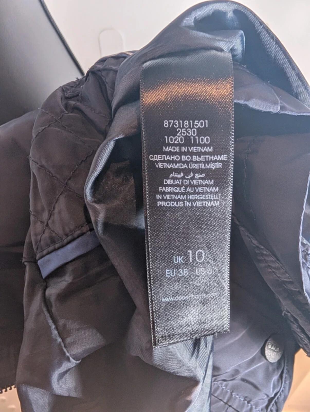 Maine New England Utility Jacket UK10 Navy Belted Quilted Detail Elbow Patch