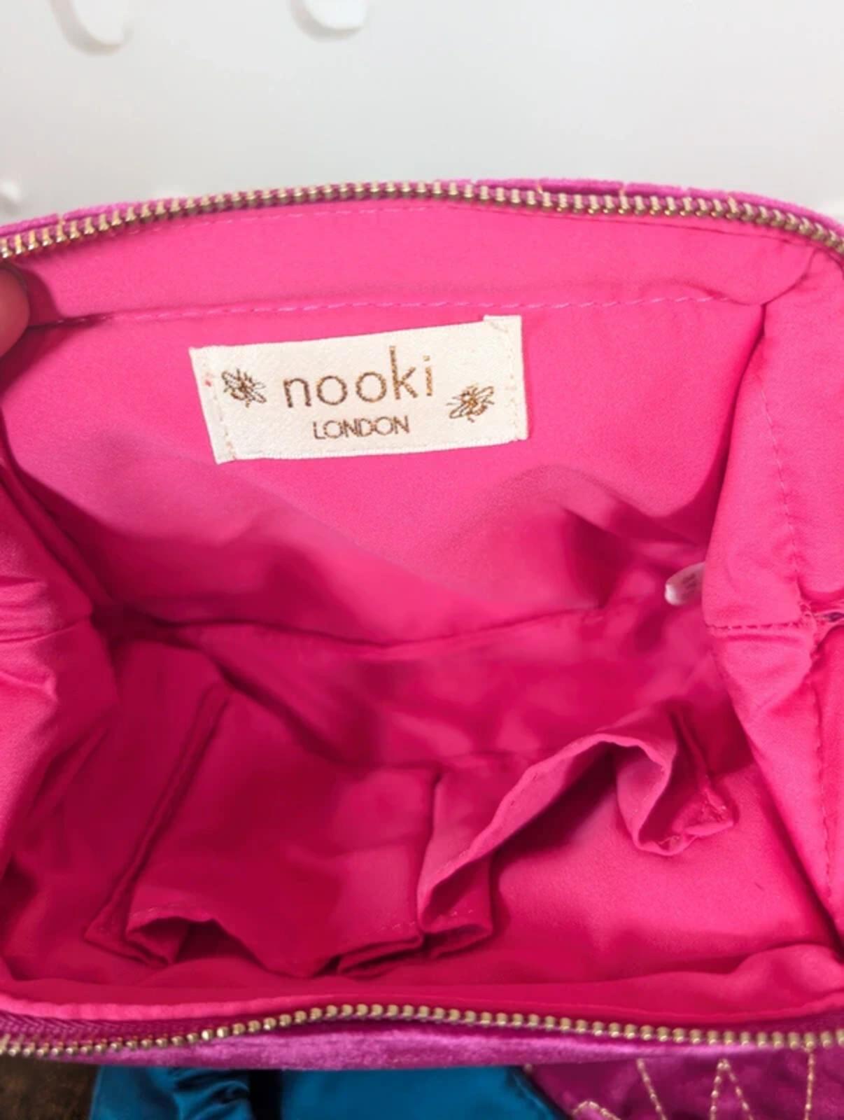 Nooki London Velvet Travel Bag & Eye Mask Bundle Pink Teal