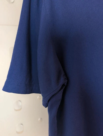 Vintage Maggie Lawrence Sport Blue Shirt Medium Rayon Button Through